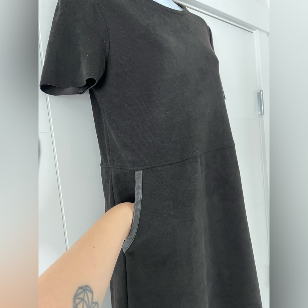 Zara/ Faux leather & suede/ Black midi dress/ Size US S - Picture 7 of 15